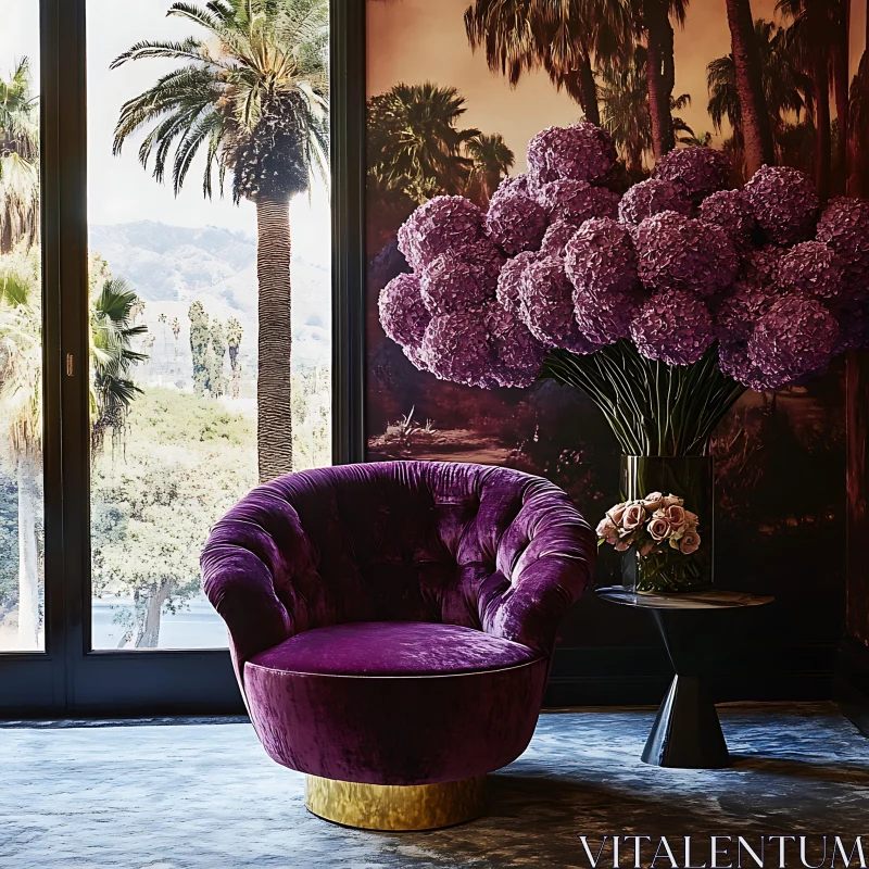 Luxurious Interior with Velvet Chair