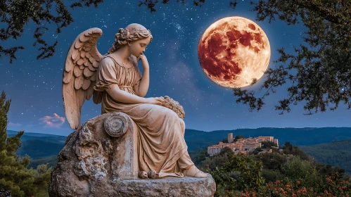 Moonlit Angel Statue