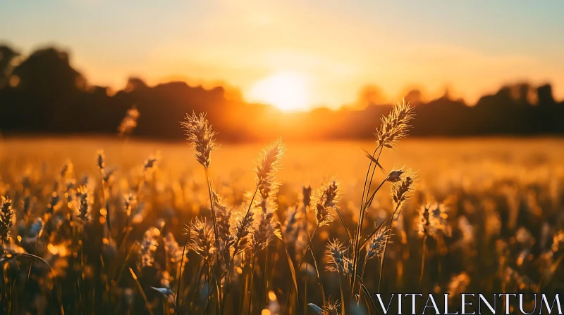 Sunset Over Golden Wheat Field