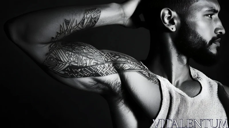 Side Profile Portrait of Tattooed Man