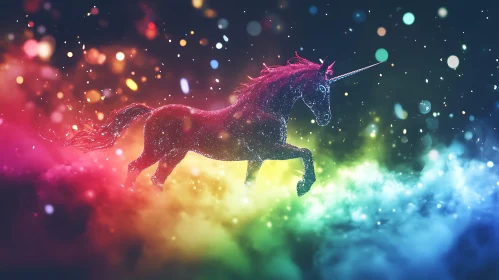Sparkling Unicorn in Colorful Dreamscape