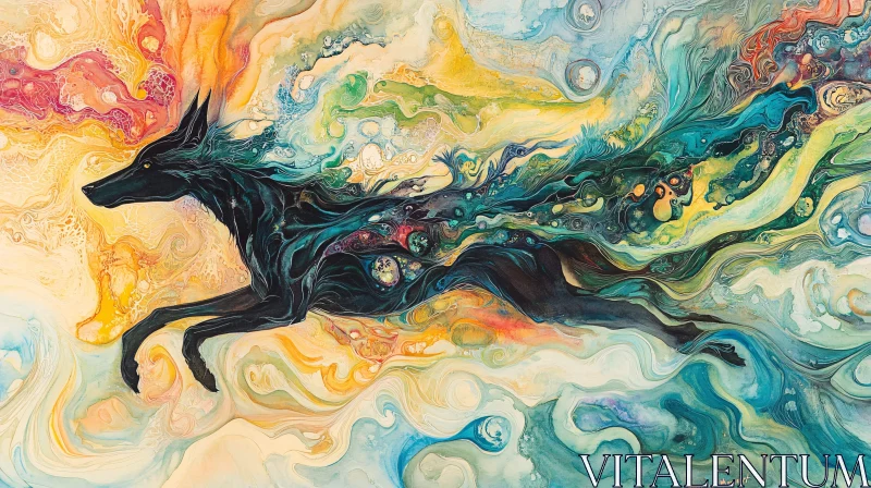 Abstract Wolf in Watercolor Hues