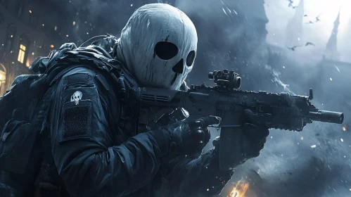 Warrior with Skull Mask
