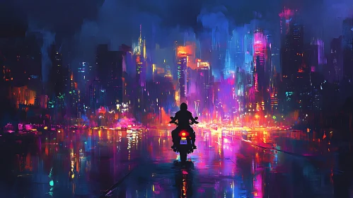 Night Rider: City Lights and Reflections