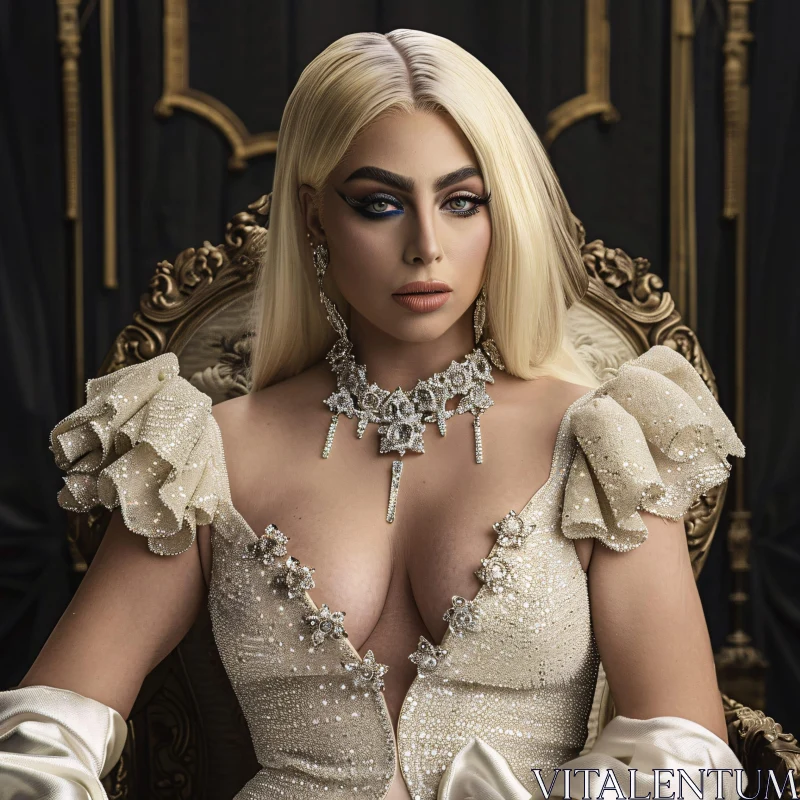 AI ART Lady Gaga's Elegant Portrait with Glittering Outfit