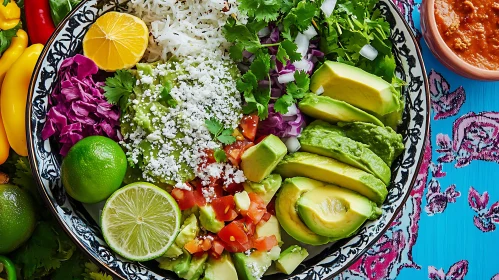 Fresh and Vibrant Vegan Bowl with Avocado and Lime