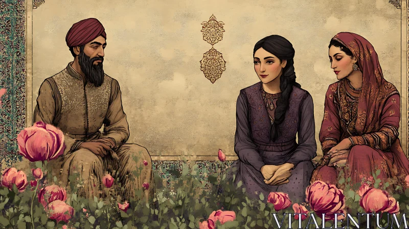 Cultural Portrait with Floral Accents