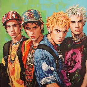 Four Young Men in Fashion Portrait