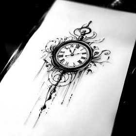 Vintage Timepiece Tattoo Art
