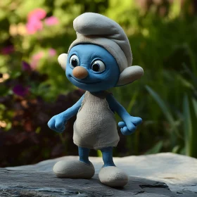 Smurf Figurine Amidst Floral Hues