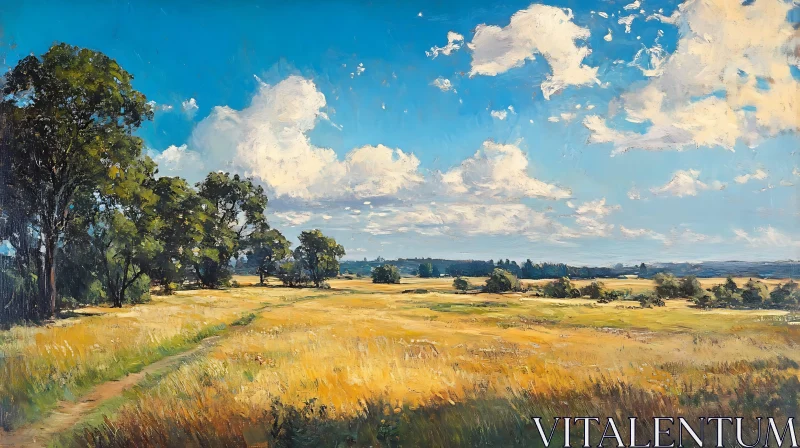 Idyllic Countryside Field Painting