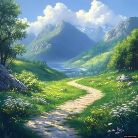 Picturesque Mountain Valley Path Scenery