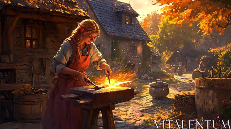 Fantasy Blacksmith Shaping Metal