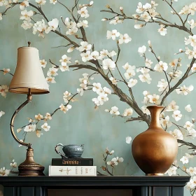 Blossom Still Life with Lamp and Vase