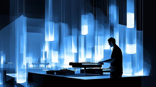 Blue Light Surrealism with Technology
