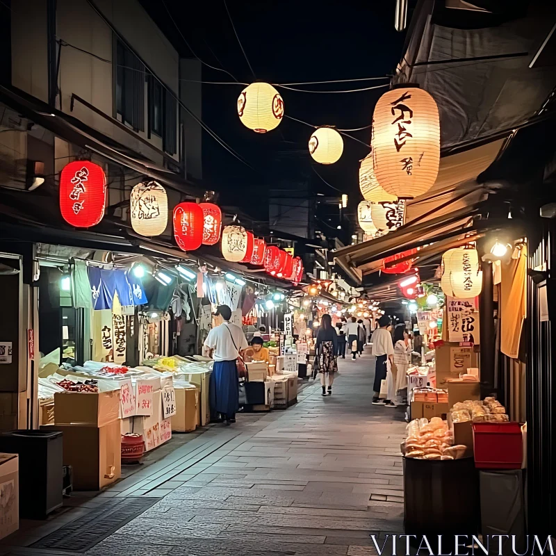 Illuminated City Street at Night