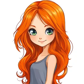 Anime Style Girl with Green Eyes