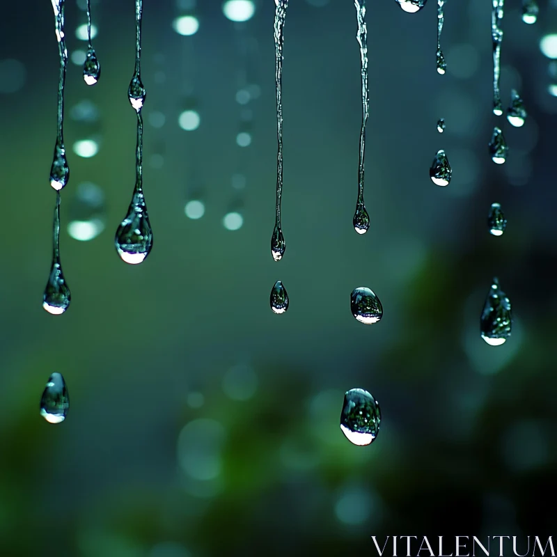 AI ART Macro Shot of Raindrops in Mid-Air