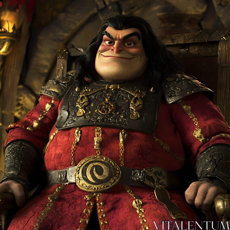 Regal Man in Red Robe Portrait AI Image
