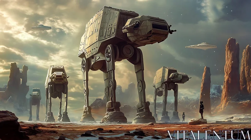 AT-ATs in Desert Landscape AI Image