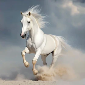 Ethereal White Horse in Motion