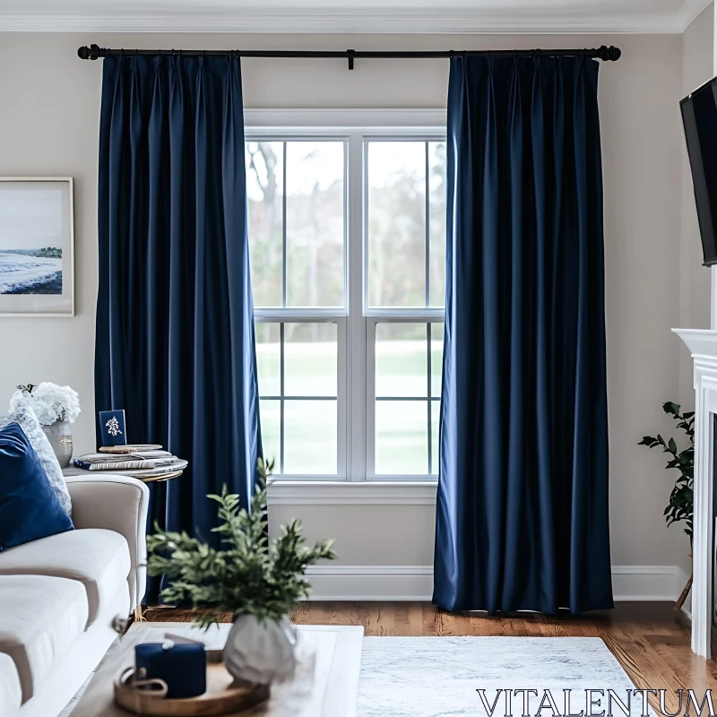 Serene Living Room with Blue Accents