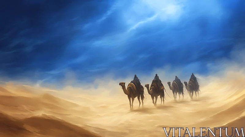 Camels in the Desert