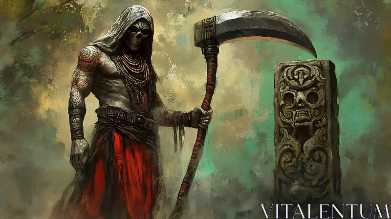 Death Character with Scythe and Skull
