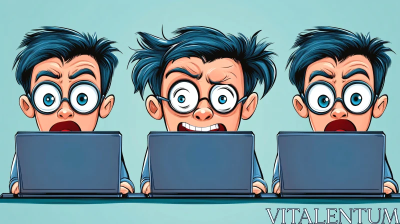 Cartoon Characters Frantically Coding