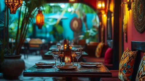 Elegant Restaurant Interior with Set Tables