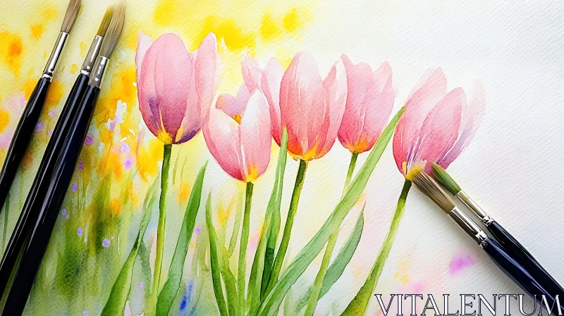 Artistic Tulip Watercolor Illustration