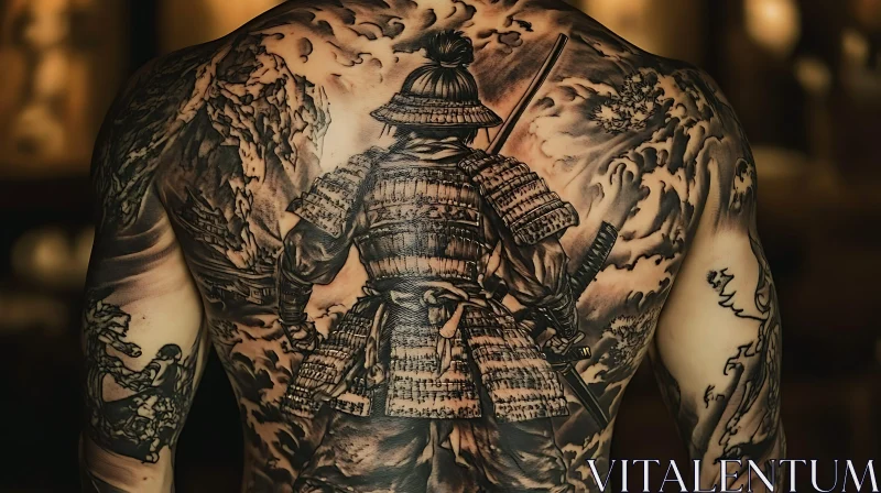 Samurai Full-Back Tattoo Art AI Image