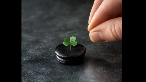 Delicate Placement of Clover on Stone