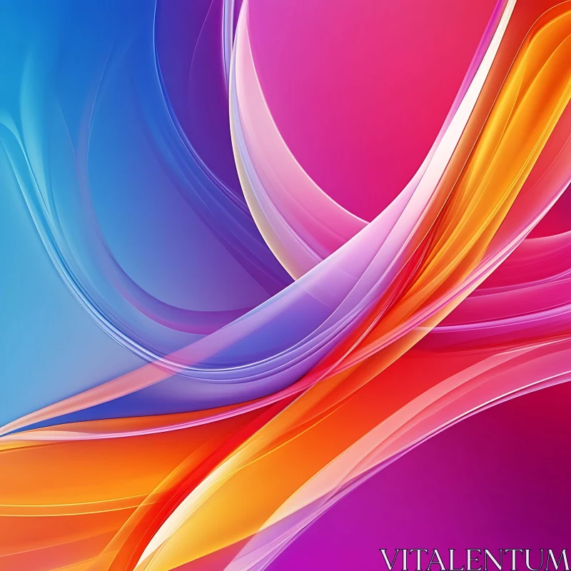 Abstract Color Waves Composition AI Image