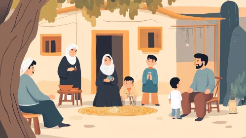 Warm Family Scene in Traditional Home