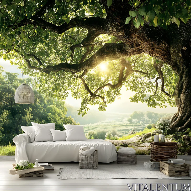 AI ART Peaceful Couch Underneath Tree