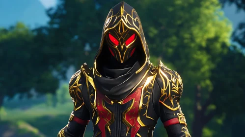 Mysterious Hooded Warrior in Gold