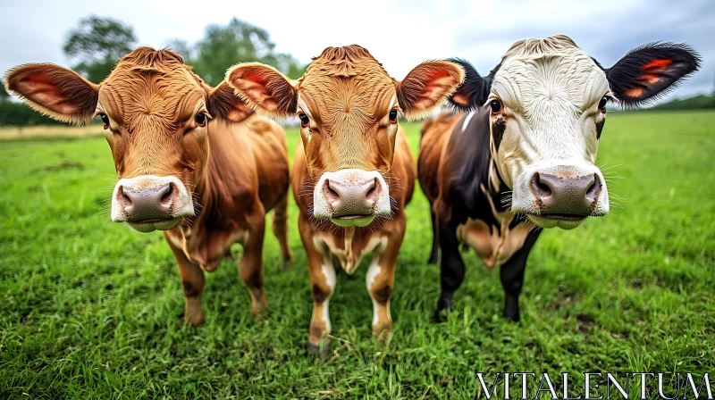 Three Cows Gazing AI Image