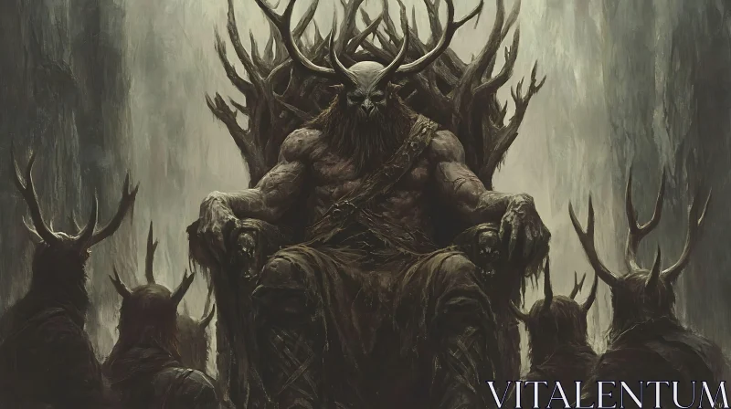 Shadowy Throne of the Horned King AI Image