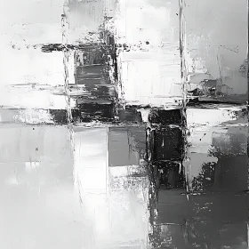 Black and White Geometric Abstract Painting