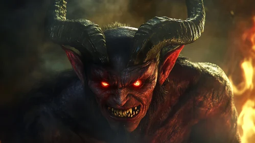 Demon with Horns: A Study in Red and Black