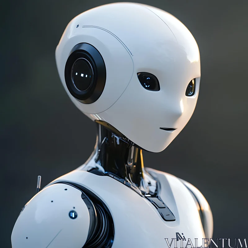 AI ART Sleek White Robot with Humanoid Features