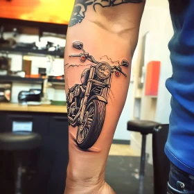 Detailed Motorcycle Tattoo Arm Art