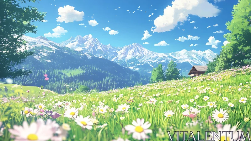 AI ART Alpine Meadow Landscape