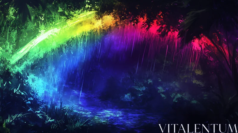 Enchanted Rainbow Forest AI Image