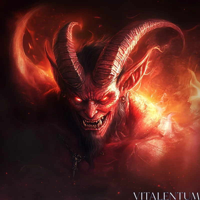 Devil with Horns in Dark Fantasy AI Image