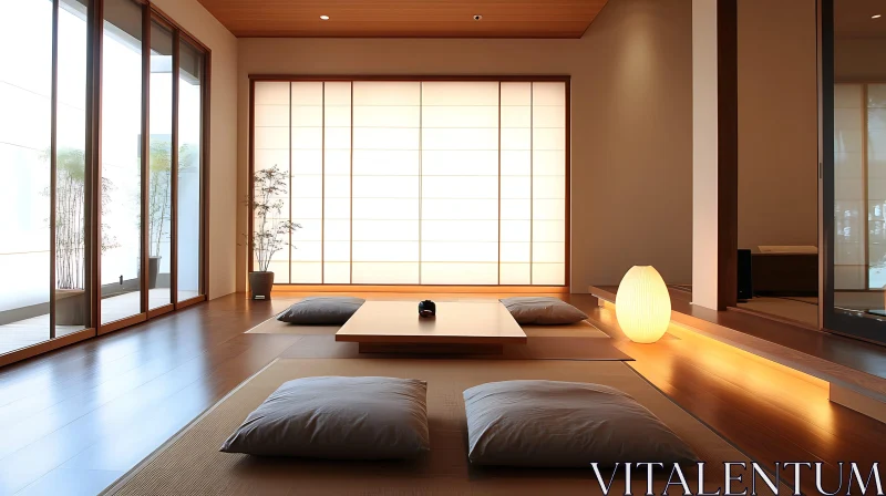 AI ART Tranquil Tatami Room with Soft Light