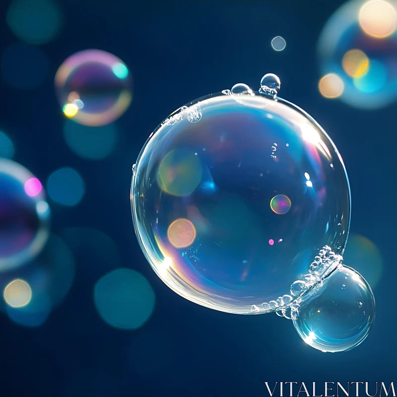 Abstract Soap Bubble Art with Light Reflections AI Image