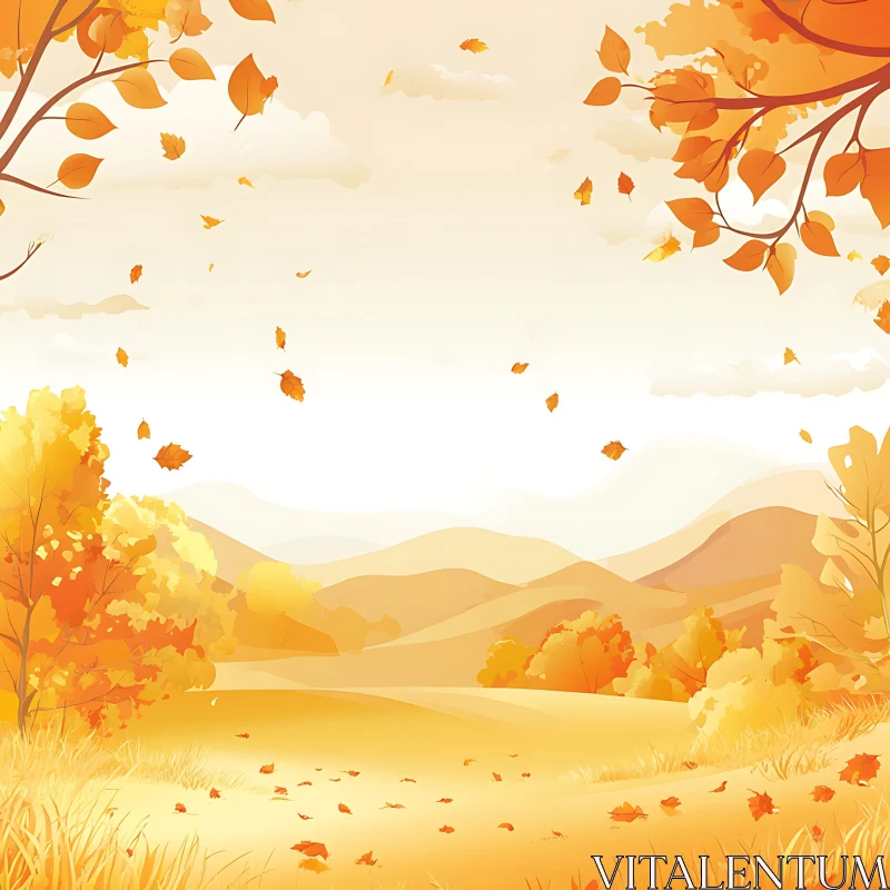 Scenic Autumnal Vista with Warm Colors AI Image