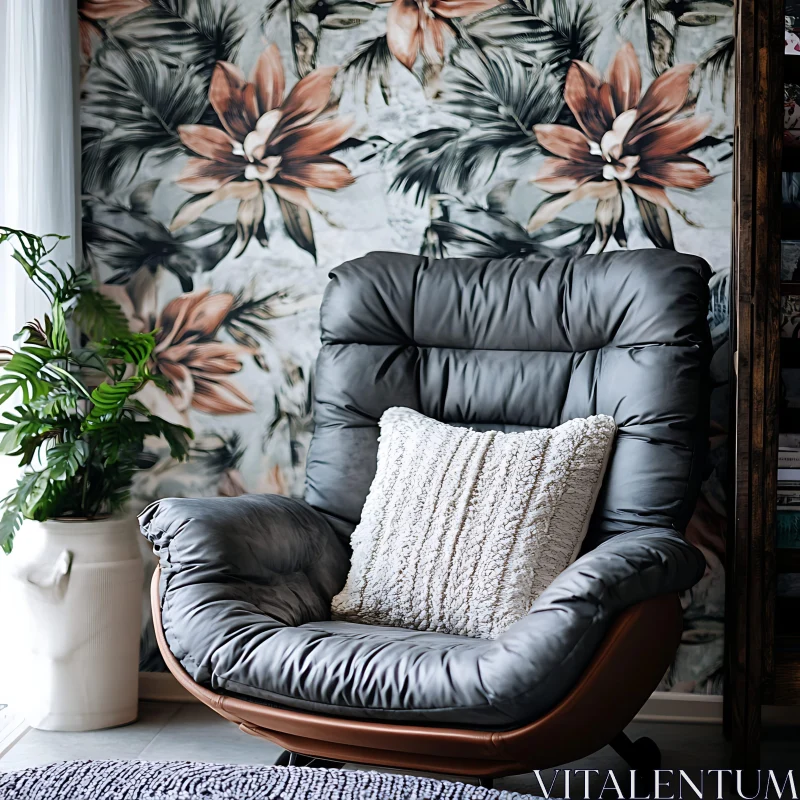 AI ART Cozy Armchair with Floral Design